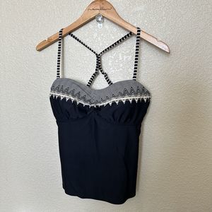 Athleta Gardenia Grove Maritza Bandeau Tankini Cream Black Mint Green Size 34B/C